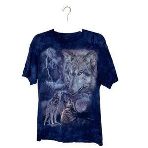 The Mountain T-Shirt Sz M Wolves Blue Tie Dye Mike Sanford 2015 Cotton